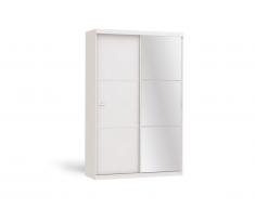 Armoire avec miroir PEGGY - 2 portes coulissantes - L.144cm - Blanc