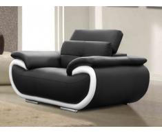 Fauteuil cuir SMILEY - Bicolore Noir et Blanc