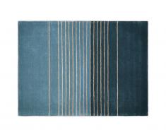 Tapis en jute et laine tissé à la main KOSAI - 140 x 200 cm - Bleu et Naturel