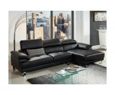 Canapé d'angle en cuir EXCELSIOR II - Noir - Angle droit