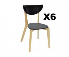 Lot de 6 chaises scandinaves KATERINA - MDF & Bois - Noir