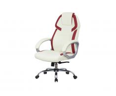 Fauteuil de bureau - Hauteur ajustable - Simili - Blanc et bordeaux - MELIUN