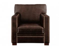Fauteuil en cuir vieilli ANTIGONE - Chocolat