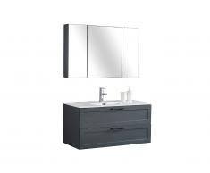 Meuble de salle de bain anthracite NEO + vasque + armoire de toilette