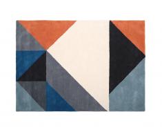 Tapis géométrique en laine tufté main ZABOK - 160 x 230 cm - Multicolore