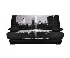 Canapé clic-clac en tissu TULSA avec matelas BULTEX - Imprimé METROPOLIS
