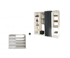 Ensemble dressing + meuble de rangement EMERIC - Blanc & Anthracite