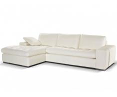Canapé d'angle cuir supérieur ELEGANCIA - Ivoire - Angle gauche