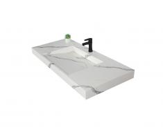 Vasque suspendue en solid surface effet marbre blanc - TAKOTNA - L120.2 x l45.2 x H8 cm