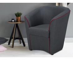 Fauteuil cabriolet en tissu ALDEN - Anthracite et passepoil rouge