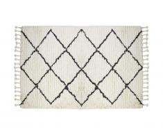 Tapis style berbère MARCUS - 100% laine - 200 x 290 cm - Beige et noir