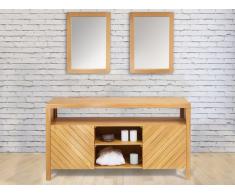 Ensemble de salle de bain Meuble en bois teck 150cm TIKOVO + 2 miroirs TIKOVO