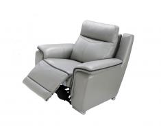 Fauteuil relax électrique PAOSA en cuir - Gris passepoil anthracite