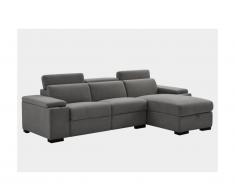 Canapé d'angle relax électrique en velours REBECCA - Gris - Angle droit