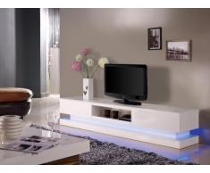 Meuble TV FIRMAMENT - MDF laqué blanc - LEDs - 2 tiroirs & 1 niche