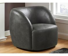 Fauteuil cabriolet pivotant GADIEL en tissu aspect cuir vieilli - Brun foncé