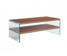 Table basse HARRIET - Verre trempé & MDF - Coloris Noyer