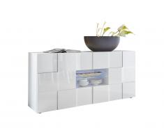 Buffet CALISTO - LEDs - 2 portes & 2 tiroirs - Blanc laqué