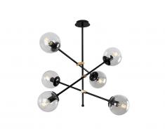 Suspension en métal réglable MARTI - 6 globes - L. 40/82 x H. 60/76 cm - Noir
