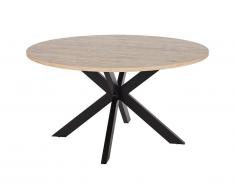 Table à manger TILKI - 4 couverts - MDF & Métal - Chêne et Noir