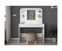 Coiffeuse AMALIA - Miroir à LEDs et rangements - Blanc