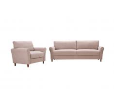 Canapé 3 places et fauteuil en tissu ELALY - Beige