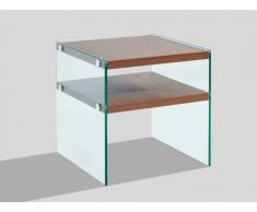 Table d'appoint HARRIET - Verre trempé & MDF - Coloris Noyer