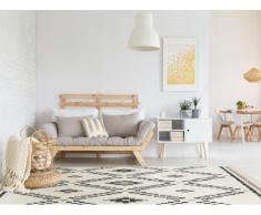 Tapis style berbère à franges NOLA - 100% Polypropylène - 160x230cm - Ecru et noir