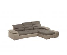Canapé d'angle convertible en tissu et simili MIRABEAU - Taupe - Angle droit