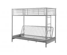 Lit mezzanine MODULO IV - 90x190cm - Avec banquette convertible - coloris argent