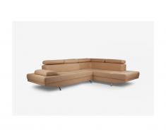 Canapé d'angle XL en tissu ROMAIN - Beige - Angle droit