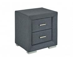 Table de chevet CAPITOLE - 2 tiroirs - Tissu anthracite