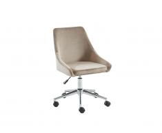 Chaise de bureau MASURIE - Velours - Beige - Hauteur ajustable