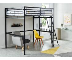 Lit mezzanine CASUAL II - 140 x 190 cm - plateforme bureau - Anthracite