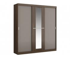 Armoire DIDDA - 3 portes coulissantes - L205cm - Chocolat et taupe