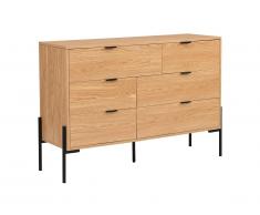 Commode DOBSON - 6 tiroirs - Coloris : chêne et noir