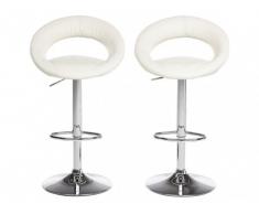 Lot de 2 tabourets de bar JEFF - Cuir blanc