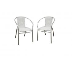 Lot de 2 chaises de jardin en aluminium et résine tressée blanche - FIZZ
