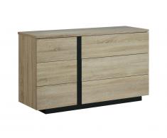 Commode NAPOLI - 6 tiroirs - Chêne et Noir