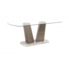 Table à manger PANAMA - 8 couverts - Verre et Mdf - Effet marbre