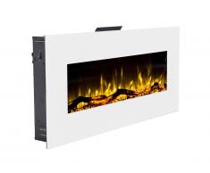 Cheminée électrique murale LALITA - L110 x P14 x H49 cm - Blanc