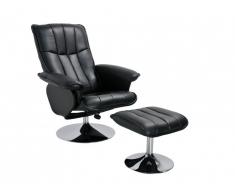 Fauteuil de relaxation et son repose pieds en synderme MIMOSA - Noir