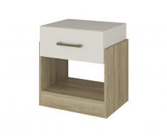 Table de chevet 1 tiroir et 1 niche - Coloris : Naturel et ivoire - BODIL II