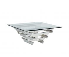 Table basse design CASTELLANA - Verre trempé & métal