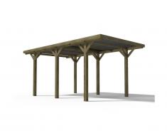 Carport ARES en bois autoclavé traité classe III - surface 15.5 m² - Toit en PVC
