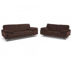 Canapé 3+2 places cuir luxe italien EMOTION - Chocolat