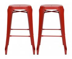 Lot de 2 tabourets de bar BAGIO - Style : Tolix - Acier - Rouge