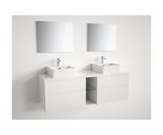 Ensemble de salle de bain suspendu avec double vasque et miroirs - MAGDALENA - blanc