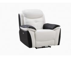 Fauteuil relax électrique en cuir LUGO - Bicolore noir et blanc