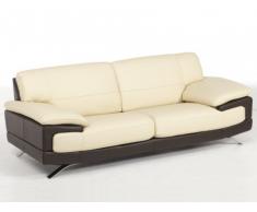 Canapé 3 places cuir luxe italien EMOTION - Bicolore beige et chocolat